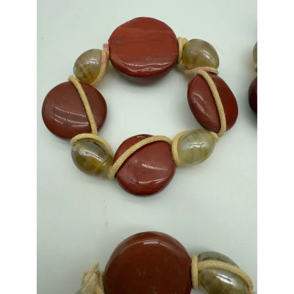 napkin rings natural red brown stone  set of 4